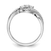 14k White Gold 3-Stone 1/4 carat Diamond Bypass Ring