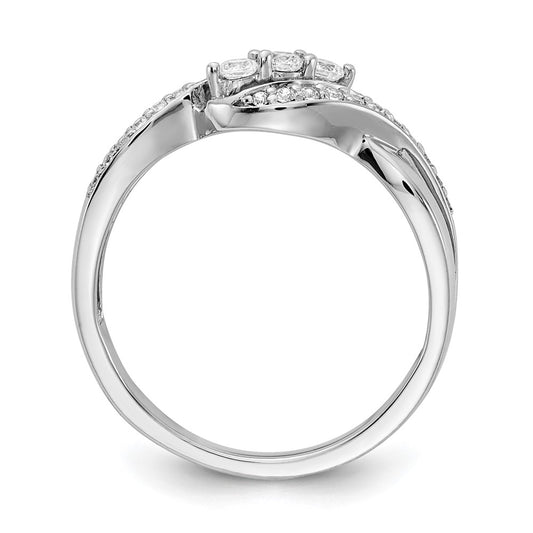 14k White Gold 3-Stone 1/4 carat Diamond Bypass Ring