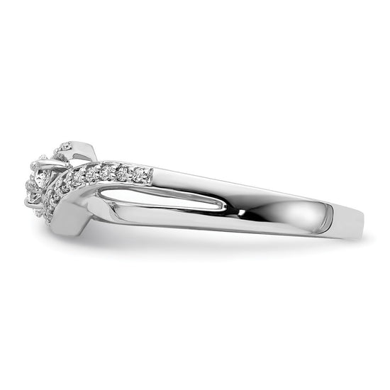 14k White Gold 3-Stone 1/4 carat Diamond Bypass Ring
