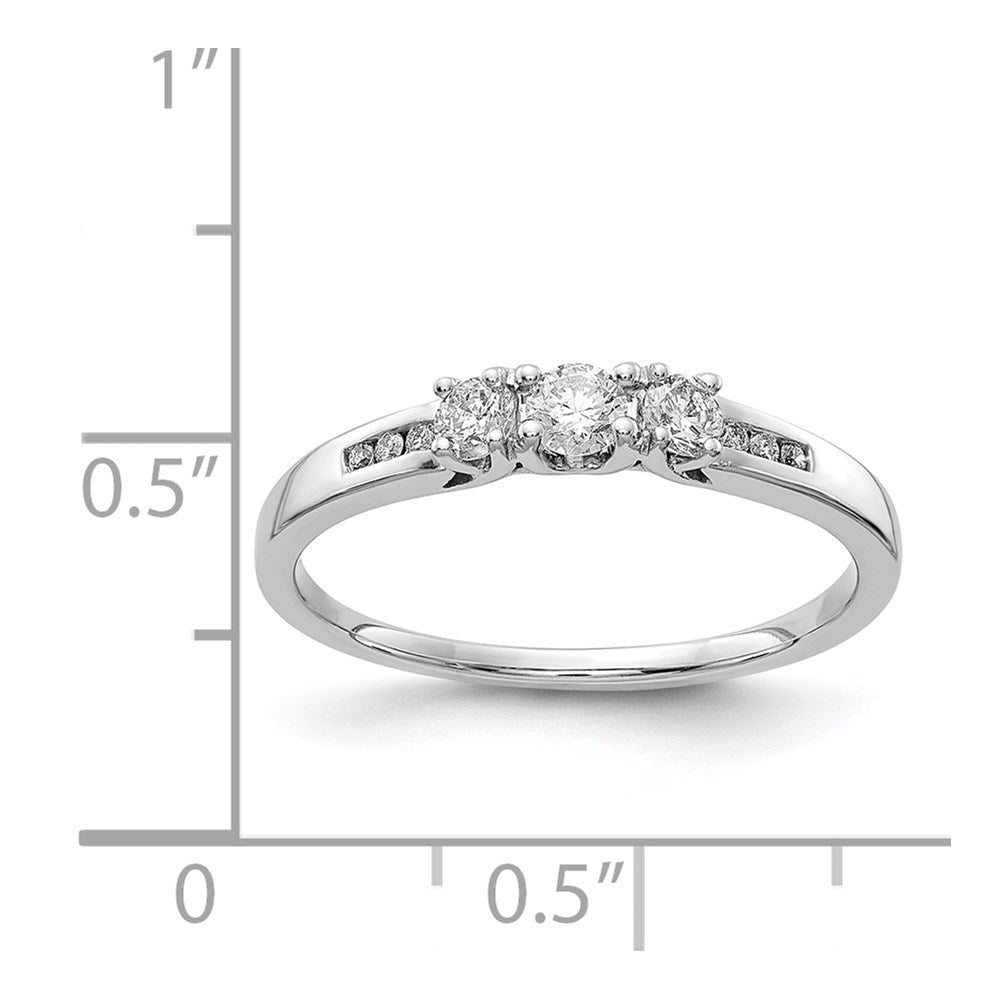 14k White Gold 3-Stone 1/4 carat Diamond Ring