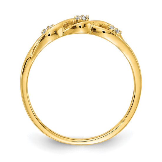 14k Polished 1/15 carat Diamond Wave Ring