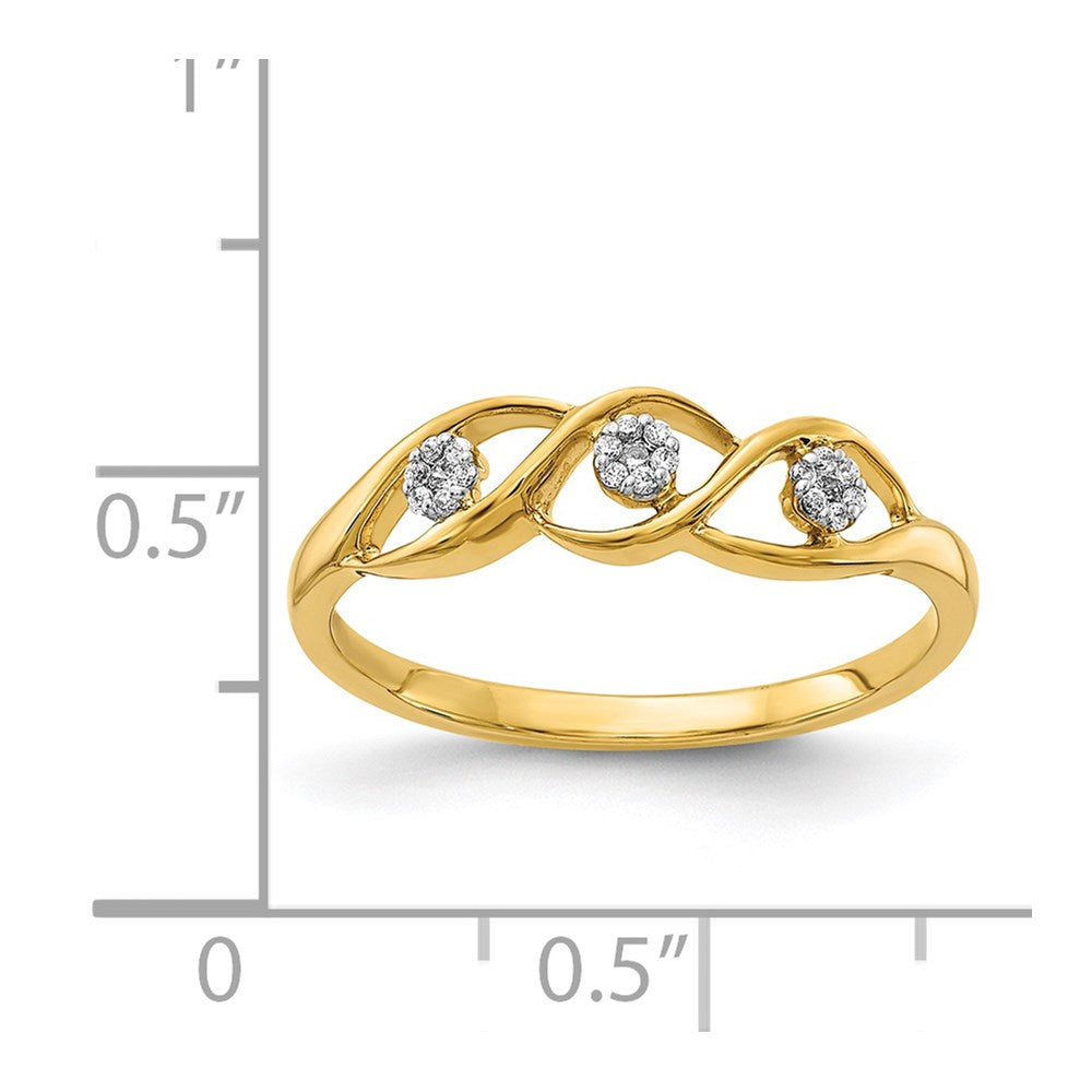 14k Polished 1/15 carat Diamond Wave Ring