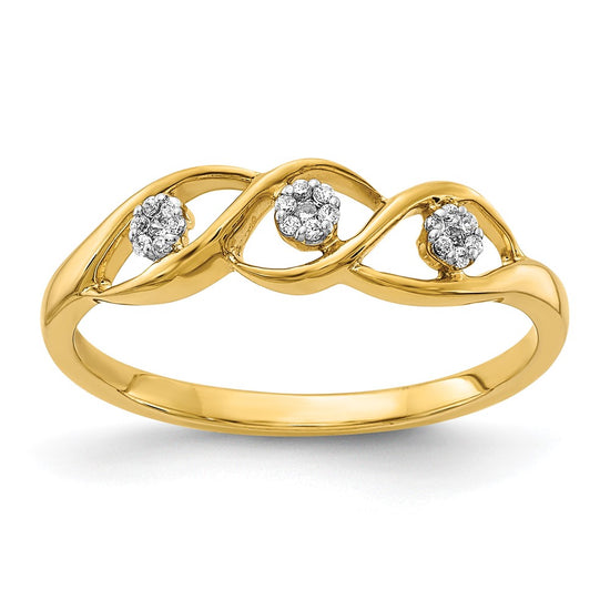 14k Polished 1/15 carat Diamond Wave Ring