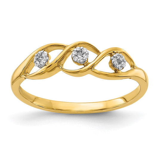 14k Polished 1/15 carat Diamond Wave Ring