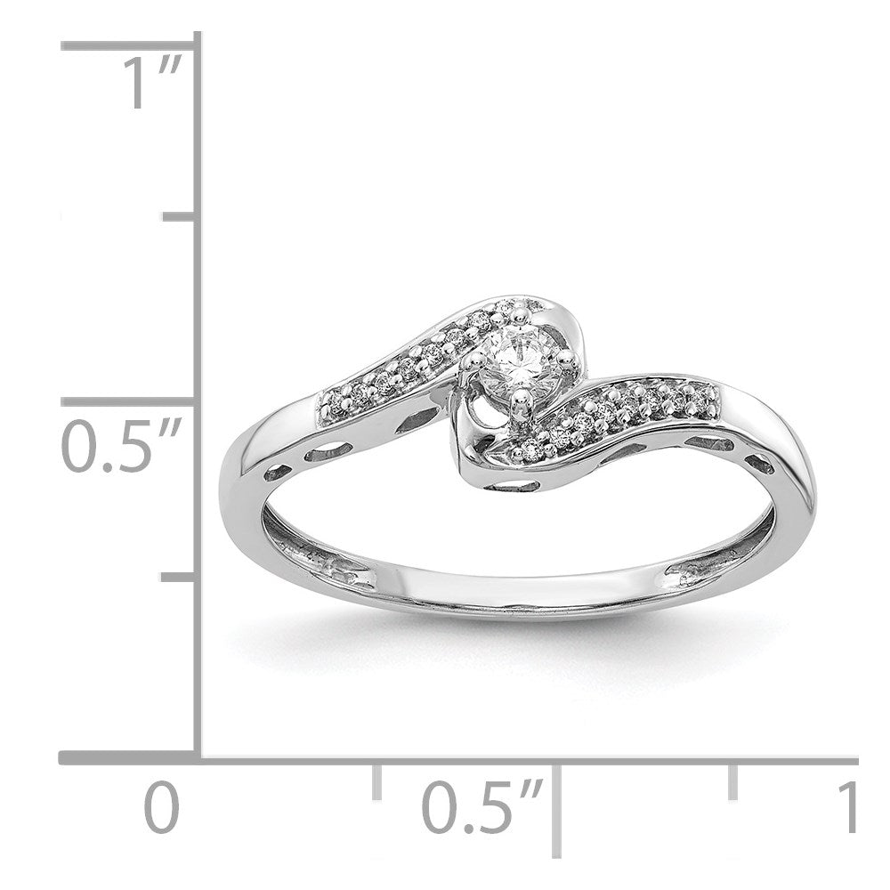 14k White Gold 1/6 carat Diamond Bypass Ring