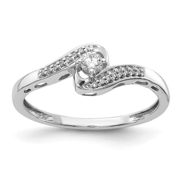14k White Gold 1/6 carat Diamond Bypass Ring