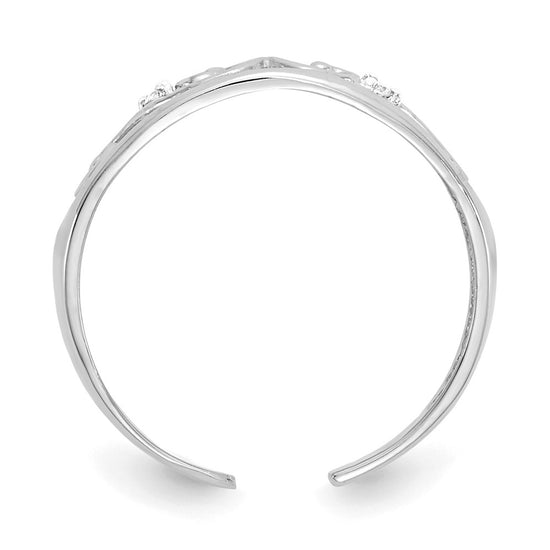 14k White Gold .02ct Diamond Scroll Toe Ring