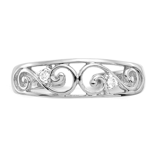 14k White Gold .02ct Diamond Scroll Toe Ring