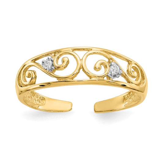 Diamond Scroll Toe Rings