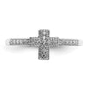 14k White Gold Polished 1/10 carat Diamond Cross Ring