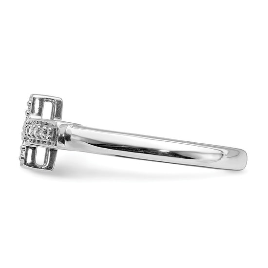 14k White Gold 1/20 carat Diamond Cross Ring