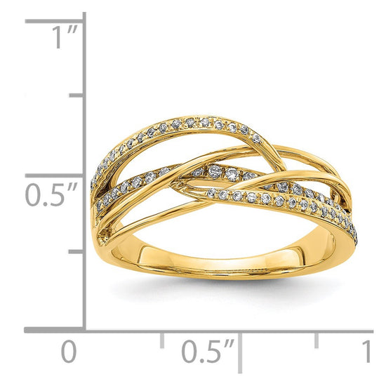 14k Polished 1/4 carat Diamond Woven Ring