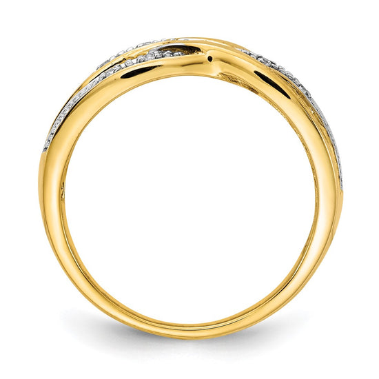 14k and White Rhodium 1/20 carat Diamond Woven Ring