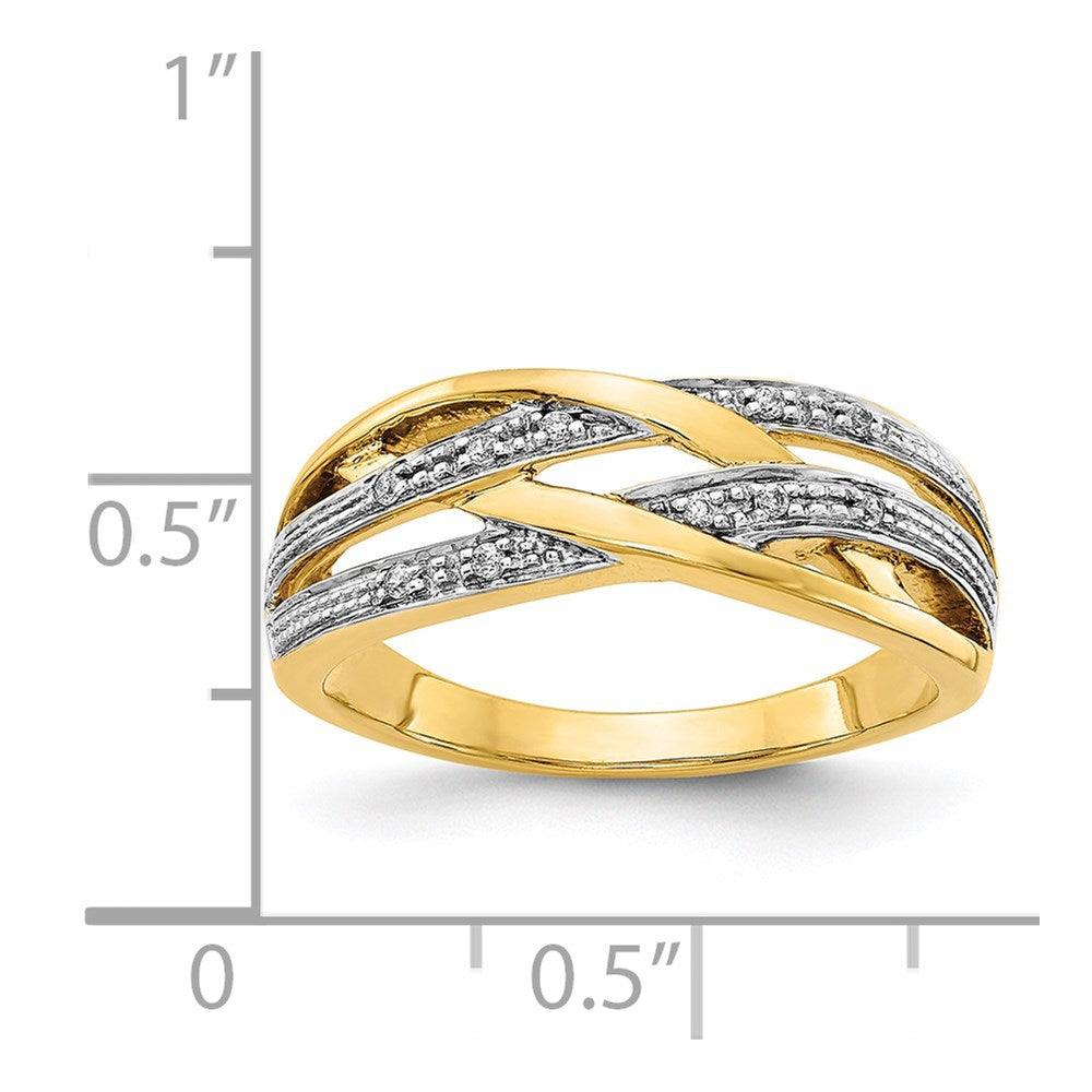 14k and White Rhodium 1/20 carat Diamond Woven Ring
