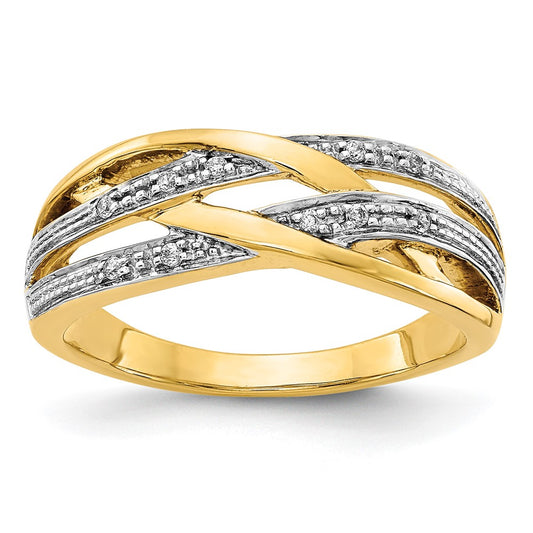 14k and White Rhodium 1/20 carat Diamond Woven Ring