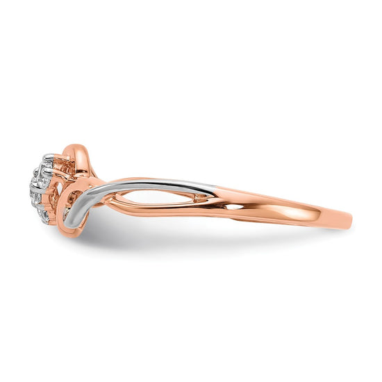 14k Two-tone 3-stone Diamond Polished Twist Rings