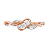 14k Two-tone 3-stone Diamond Polished Twist Rings