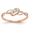 14k Two-tone 3-stone Diamond Polished Twist Rings