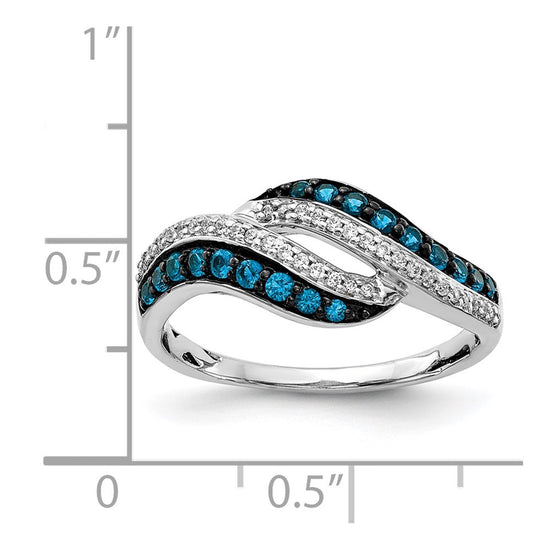 14k White Gold 1/2 carat Blue and White Diamond Swirl Ring