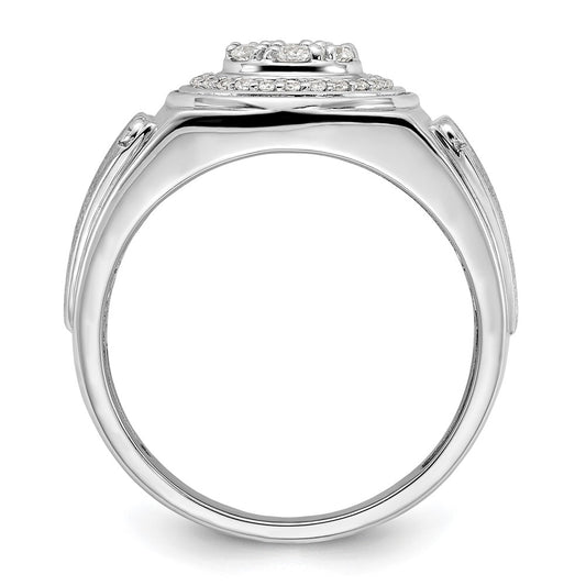 14k White Gold 1/2 carat Lab Grown Diamond VS/SI+ G+ Complete Men's Ring