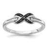 14k White Gold 1/15 carat Black and White Diamond X-Ring