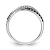 14k White Gold 1/4 carat Black and White Diamond Crisscross Ring