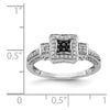 14k White Gold 1/4 carat White and Black Diamond Cluster Square Halo Ring