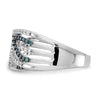 14k White Gold 1/2 carat Blue and White Diamond Fancy Bypass Ring