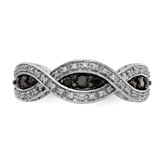 14k White Gold 3/8 carat White and Black Diamond Twist Ring