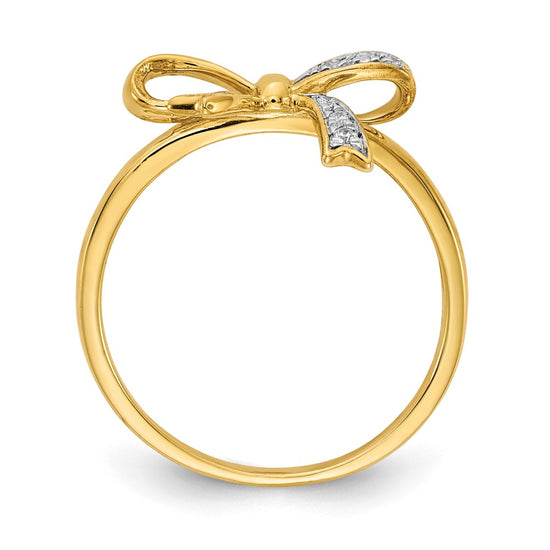 Gold Polished Dimaond Bow Rings