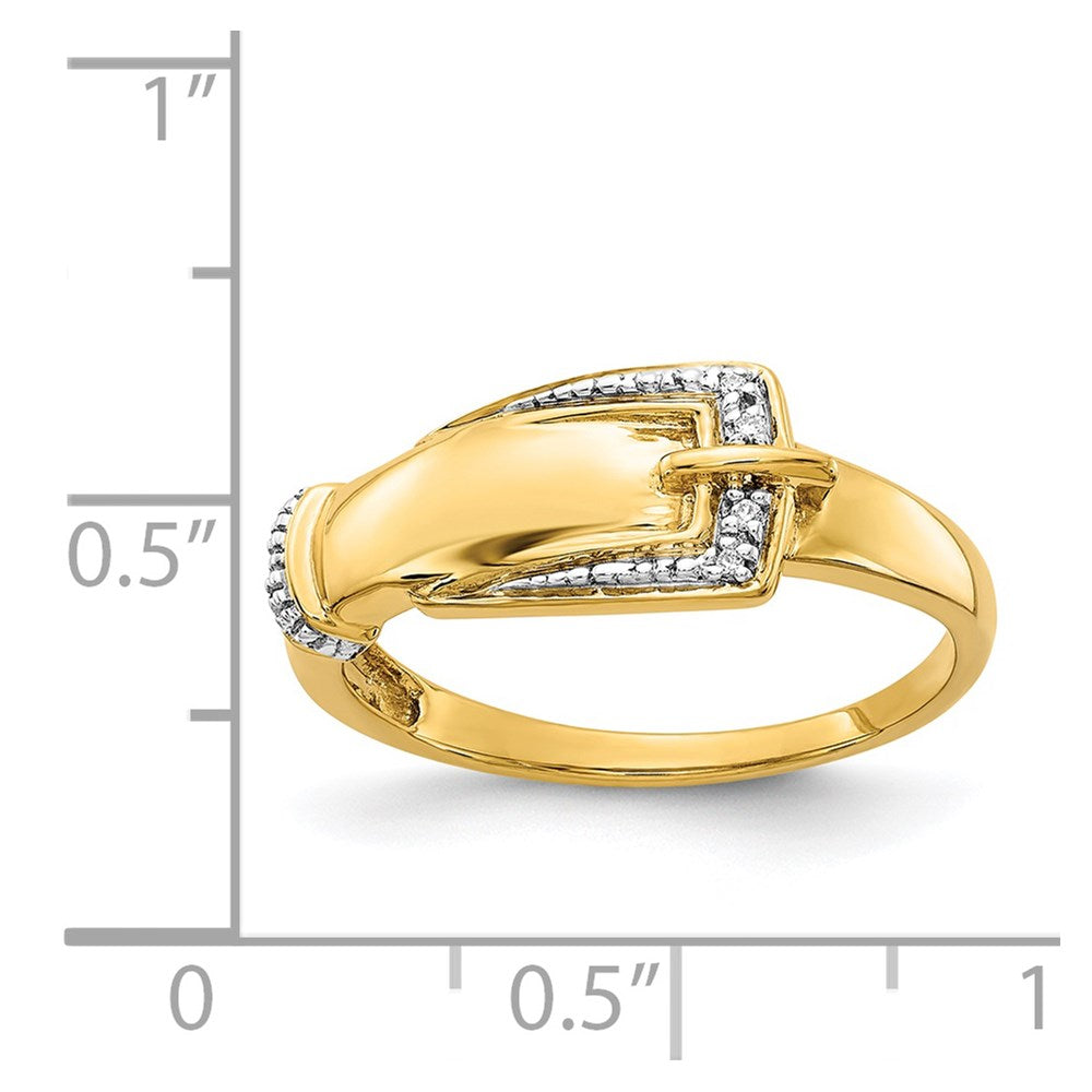 14k and White Rhodium Diamond Buckle Ring
