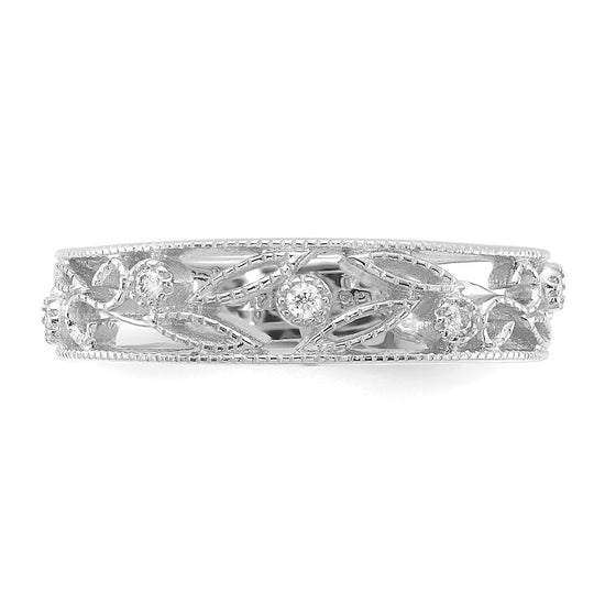 Gold Textured Diamond Floral Vine Ring