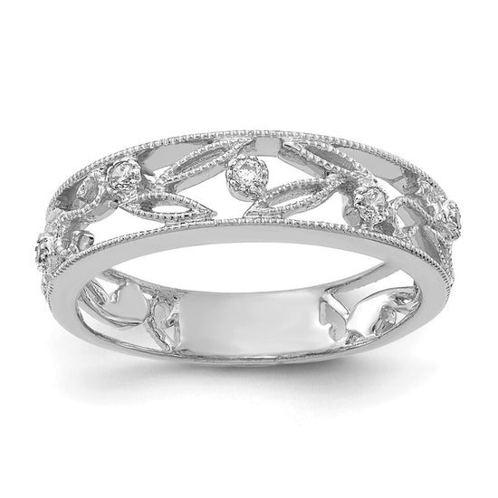 Gold Textured Diamond Floral Vine Ring