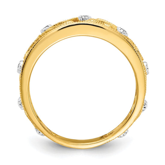 Gold Textured Diamond Floral Vine Ring