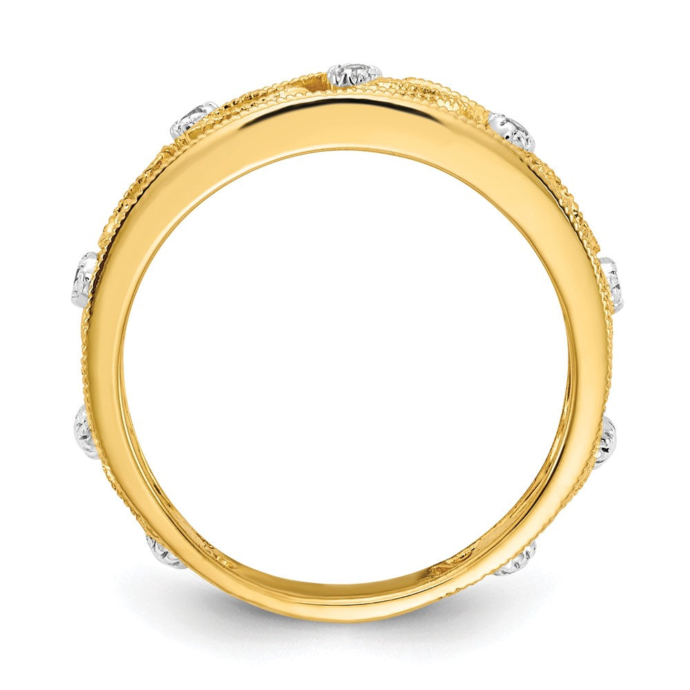 Gold Textured Diamond Floral Vine Ring
