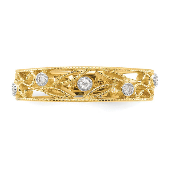 Gold Textured Diamond Floral Vine Ring