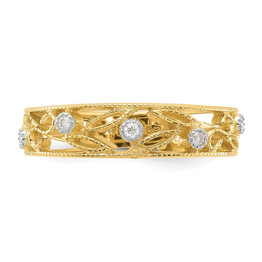 Gold Textured Diamond Floral Vine Ring