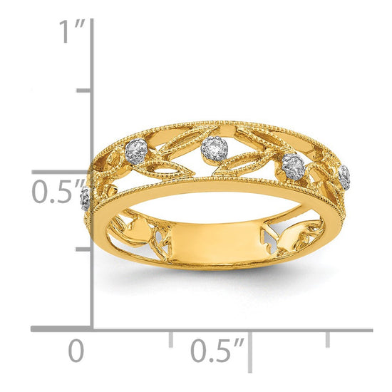 Gold Textured Diamond Floral Vine Ring