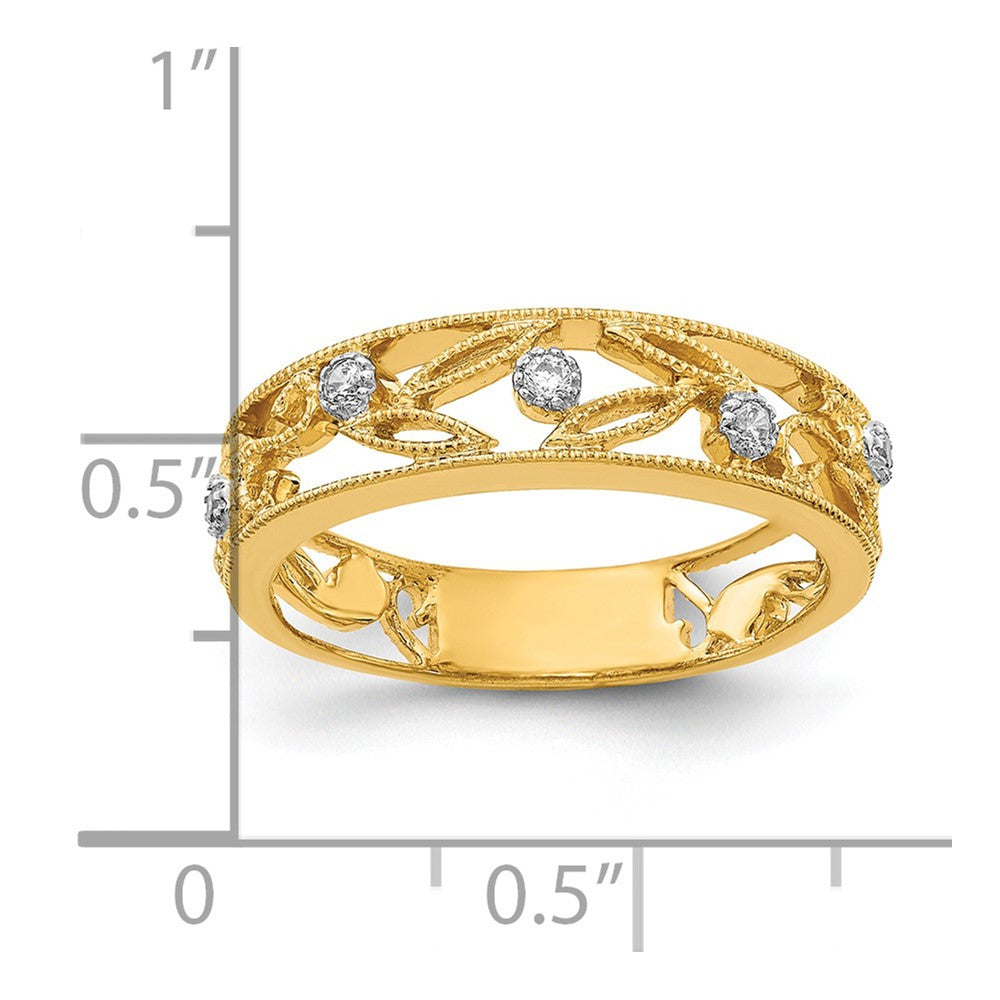 Gold Textured Diamond Floral Vine Ring