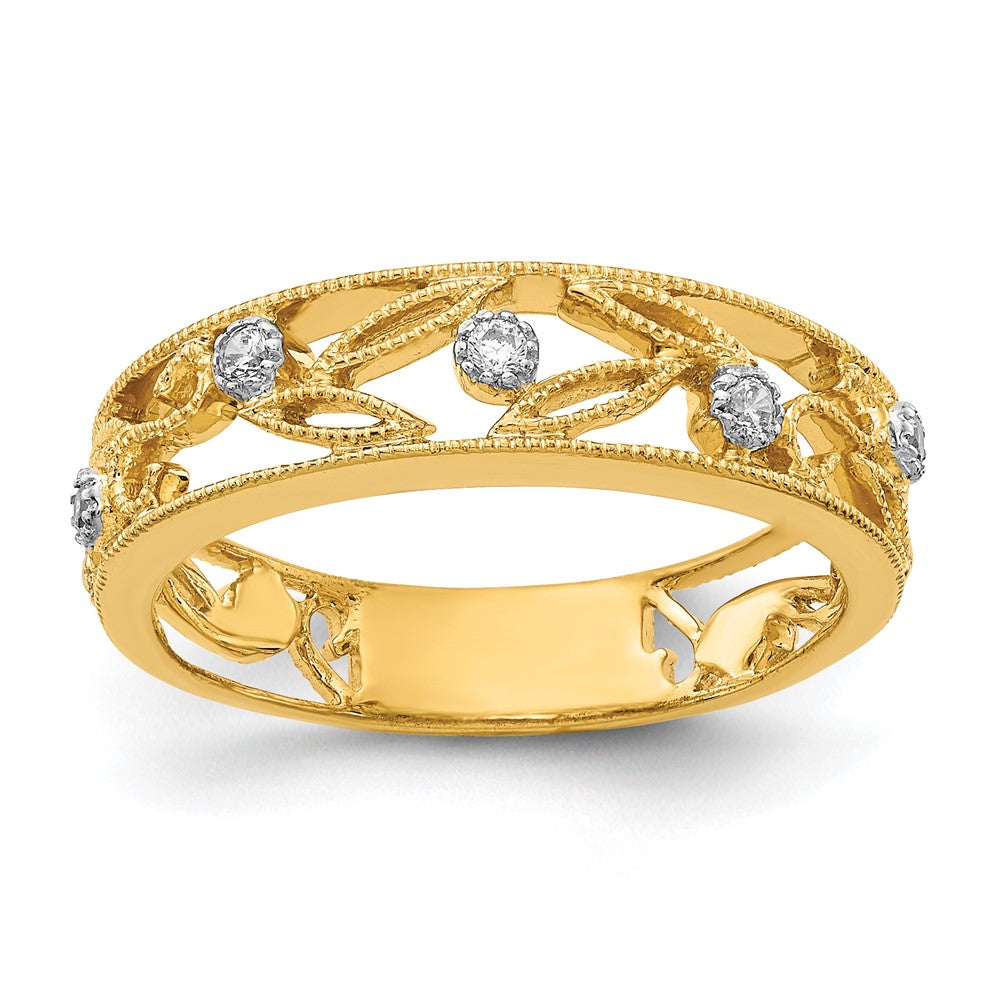 Gold Textured Diamond Floral Vine Ring