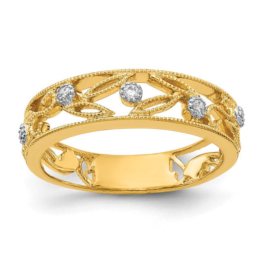 Gold Textured Diamond Floral Vine Ring