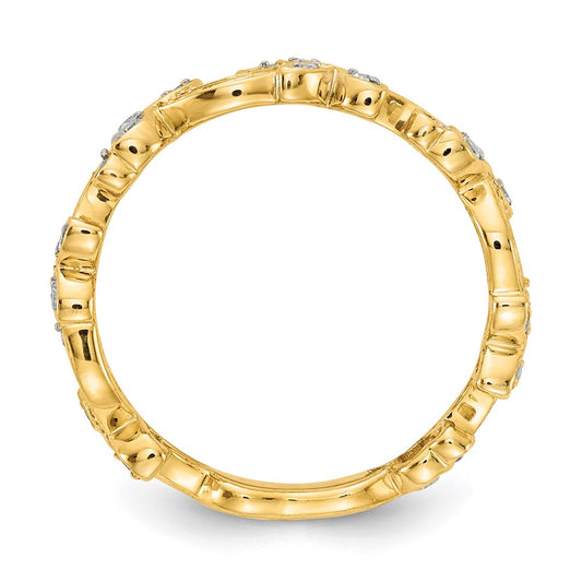 Gold Polished Diamond Flower Rings