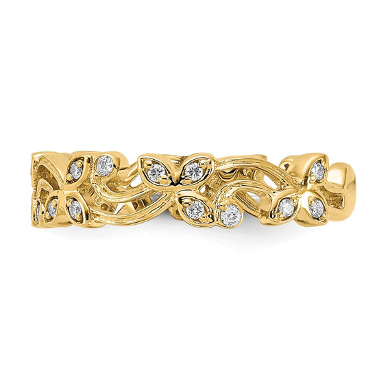 Gold Polished Diamond Flower Rings