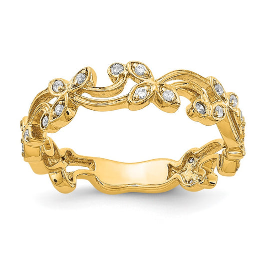 Gold Polished Diamond Flower Rings