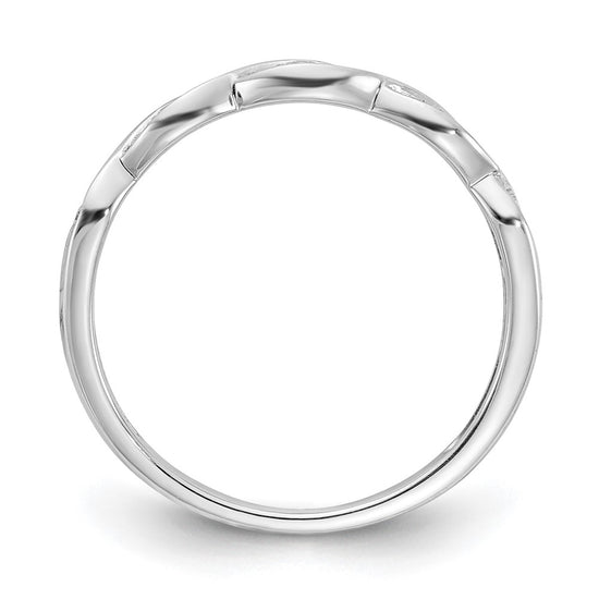 14k White Gold Criss-Cross 1/15 carat Diamond Complete Wedding Band