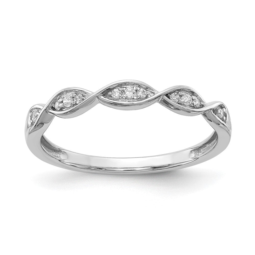 14k White Gold Criss-Cross 1/15 carat Diamond Complete Wedding Band