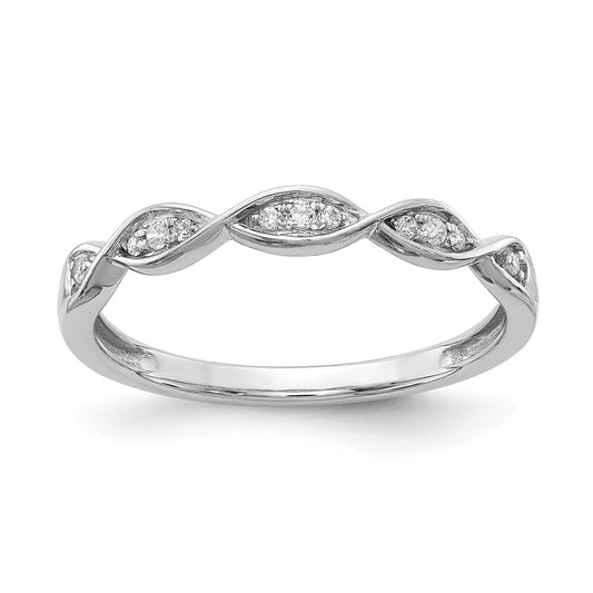 14k White Gold Criss-Cross 1/15 carat Diamond Complete Wedding Band