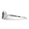14k White Gold 1/10 carat Black and White Diamond Double Heart Ring