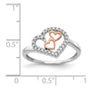 14k White Gold and Rose Gold 1/8 carat Diamond Heart Ring