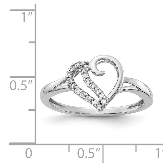 14k White Gold 1/10 carat Diamond Heart Ring